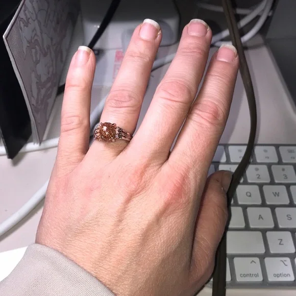 Gold Stone Sterling Silver Ring - Picture 6 of 7